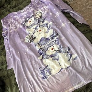 Purple Snowman Graphic Long Sleeve Shirt